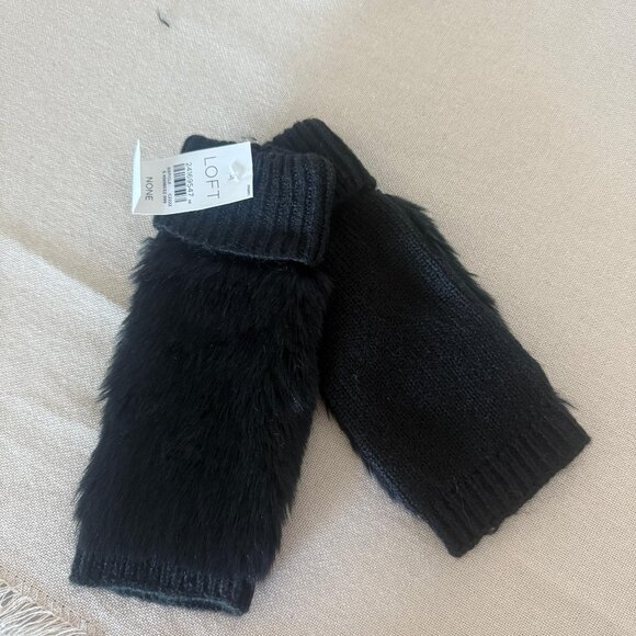 LOFT Faux Fur Knit Arm Warmers (NWT) - Picture 2 of 3